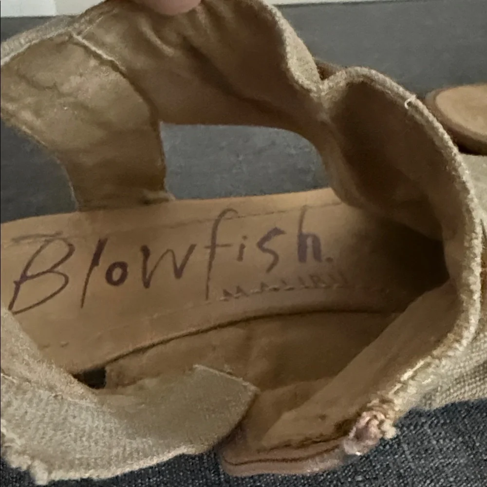 Blowfish Tan Canvas Sandal with Brown Leather Strap
